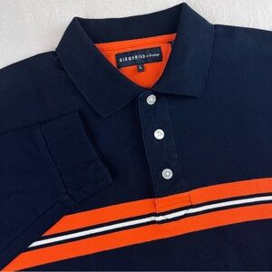 Siegfried & Co. Navy and Orange Striped Men's Shirt size Large casual polo